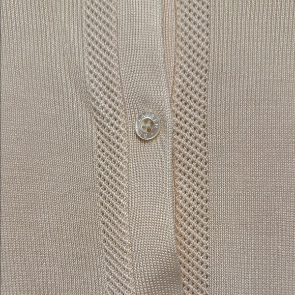 Ralph Lauren 100% Silk Ribbed Cardigan with Pointelle Details - Picture 4 of 5